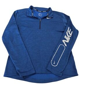 Nike‎ Pullover Sweater Mens Blue S Dri Fit Running Quarter Zip Collared Active
